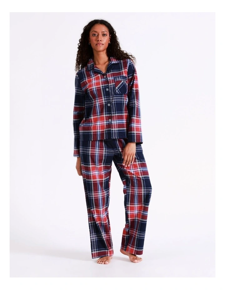 SOHO Flannelette Pyjama Set In Navy Tartan 2 SOHO Flannelette Pyjama Set In Navy Tartan - Image 2