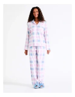 SOHO Flannelette Pyjama Set Large Check In Pink