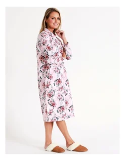 SOHO Timeless Flannelette Mid Length Nightie In Pink Roses -SOHO Shop 966004840 6 720x928