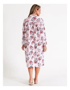 SOHO Timeless Flannelette Mid Length Nightie In Pink Roses -SOHO Shop 966004840 7 720x928