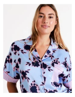Chloe & Lola Andrea Recycled Satin Short Sleeve Shirt In Ink Floral -SOHO Shop 967374730 3 1 720x928