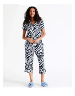 SOHO Hazel Knit Long PJ Set In Zebra Stripe
