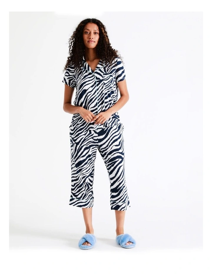 SOHO Hazel Knit Long PJ Set In Zebra Stripe 1 SOHO Hazel Knit Long PJ Set In Zebra Stripe