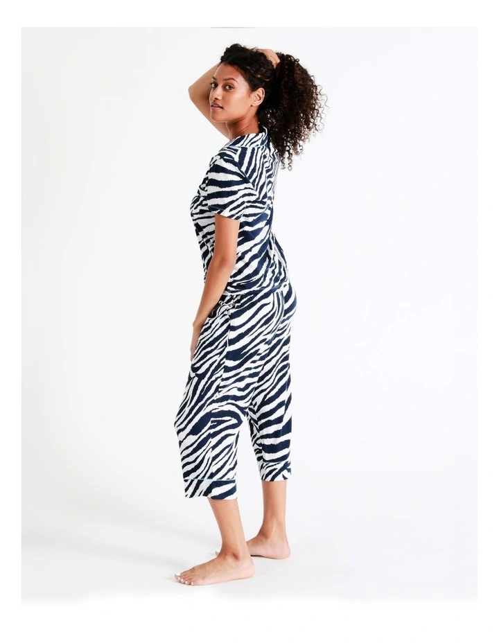 SOHO Hazel Knit Long PJ Set In Zebra Stripe 2 SOHO Hazel Knit Long PJ Set In Zebra Stripe - Image 2