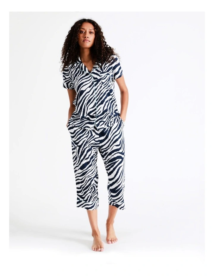 SOHO Hazel Knit Long PJ Set In Zebra Stripe 3 SOHO Hazel Knit Long PJ Set In Zebra Stripe - Image 3