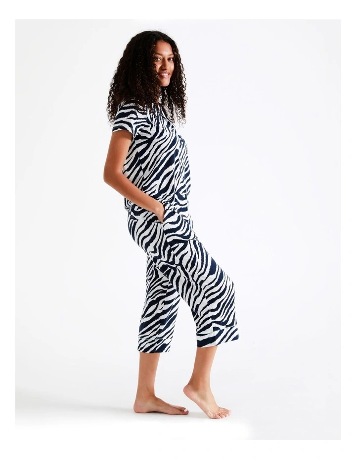 SOHO Hazel Knit Long PJ Set In Zebra Stripe 4 SOHO Hazel Knit Long PJ Set In Zebra Stripe - Image 4