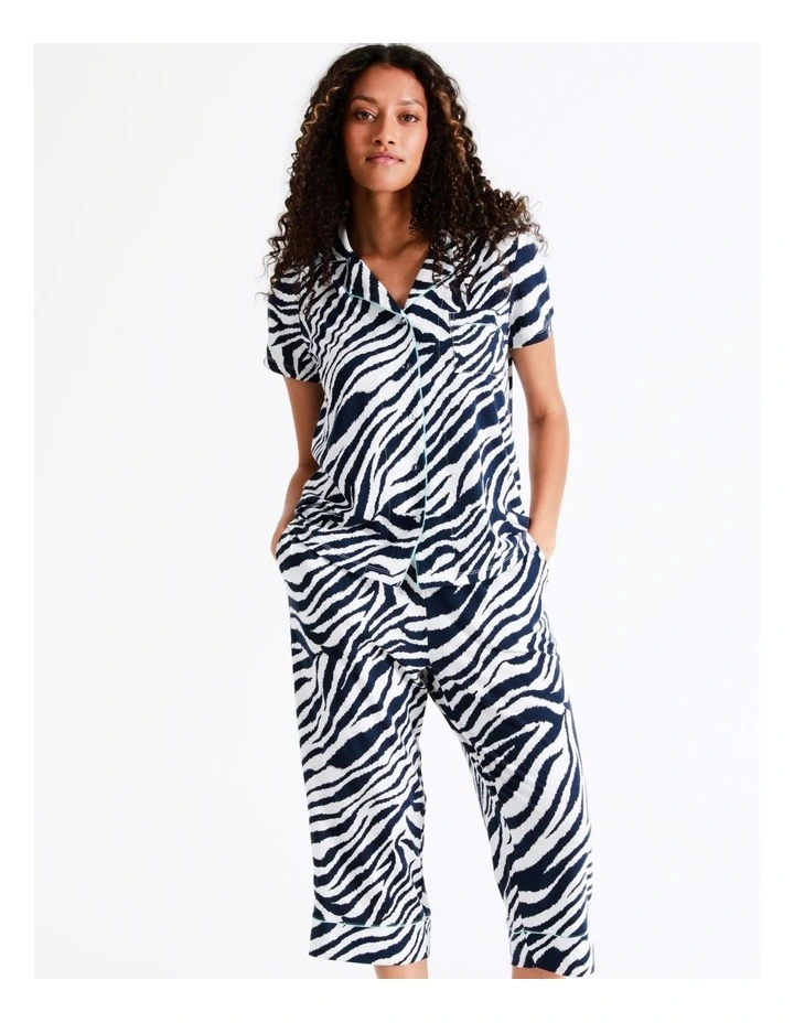 SOHO Hazel Knit Long PJ Set In Zebra Stripe 5 SOHO Hazel Knit Long PJ Set In Zebra Stripe - Image 5
