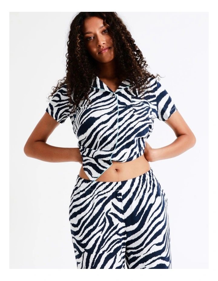 SOHO Hazel Knit Long PJ Set In Zebra Stripe 6 SOHO Hazel Knit Long PJ Set In Zebra Stripe - Image 6