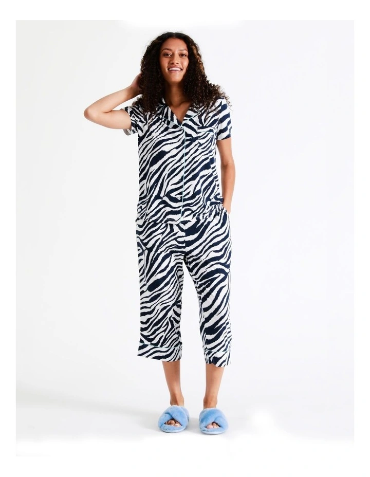 SOHO Hazel Knit Long PJ Set In Zebra Stripe 7 SOHO Hazel Knit Long PJ Set In Zebra Stripe - Image 7