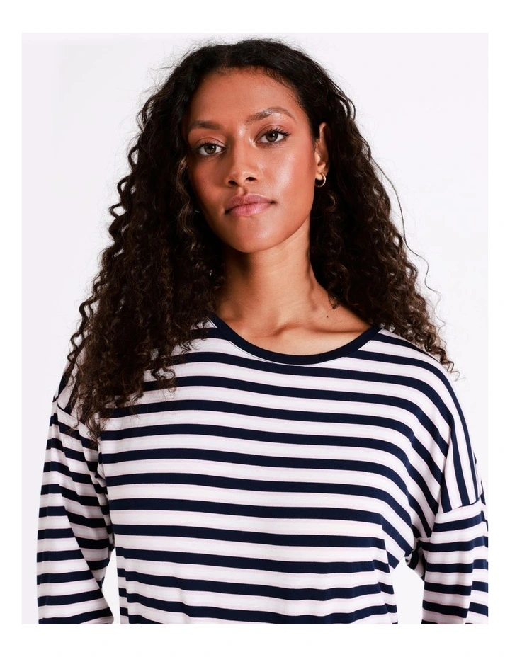 SOHO Hazel Marle Knit Long Sleeve Tee In Pink & Navy Stripe 3 SOHO Hazel Marle Knit Long Sleeve Tee In Pink & Navy Stripe - Image 3