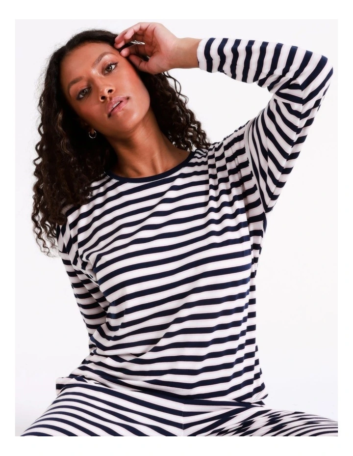 SOHO Hazel Marle Knit Long Sleeve Tee In Pink & Navy Stripe 4 SOHO Hazel Marle Knit Long Sleeve Tee In Pink & Navy Stripe - Image 4