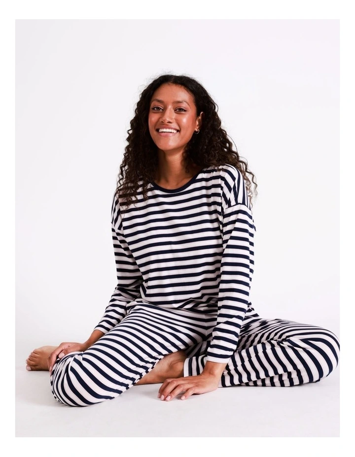 SOHO Hazel Marle Knit Long Sleeve Tee In Pink & Navy Stripe 6 SOHO Hazel Marle Knit Long Sleeve Tee In Pink & Navy Stripe - Image 6