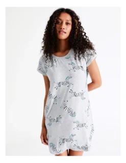 SOHO Hazel Marle Knit Short Nightie In Zebra Novelty