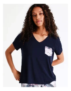 SOHO Jada V-Neck Tee In Navy -SOHO Shop 967375360 3 720x928