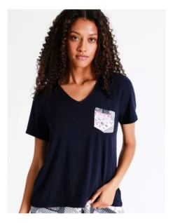 SOHO Jada V-Neck Tee In Navy -SOHO Shop 967375360 6 720x928