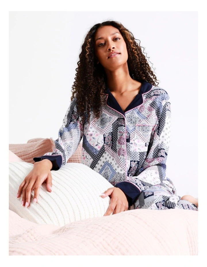 SOHO Jada Viscose Long Sleeve PJ Set In Scarf Print 2 SOHO Jada Viscose Long Sleeve PJ Set In Scarf Print - Image 2