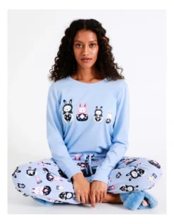SOHO Celia Novelty Long Sleeve Top Babushka Bunny In Blue