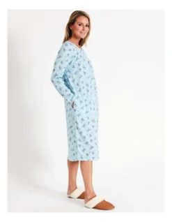 SOHO Timeless Davina Pointelle Long Sleeve Nightie In Mint Floral