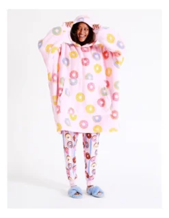 SOHO Ellie Oversized Hoodie Donut Print In Pink