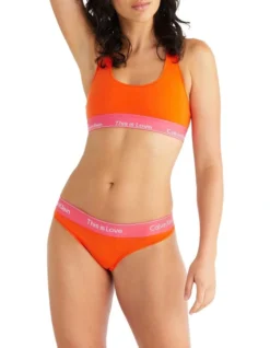 Calvin Klein This Is Love Cotton Tonal Unlined Bralette In Orange