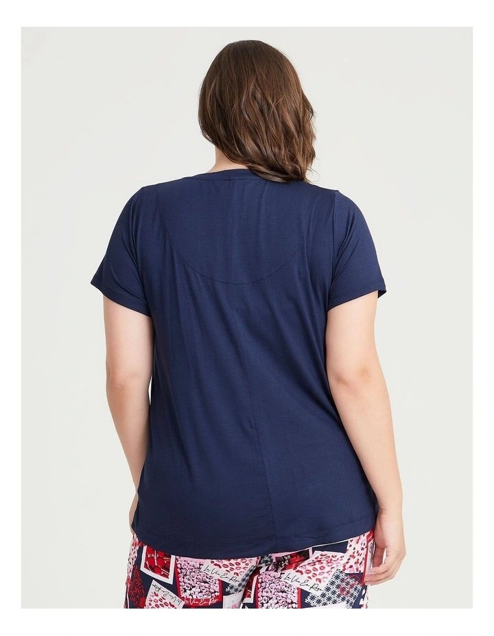 Bamboo Floral Heart Pyjama Top In Navy 2 Bamboo Floral Heart Pyjama Top In Navy - Image 2
