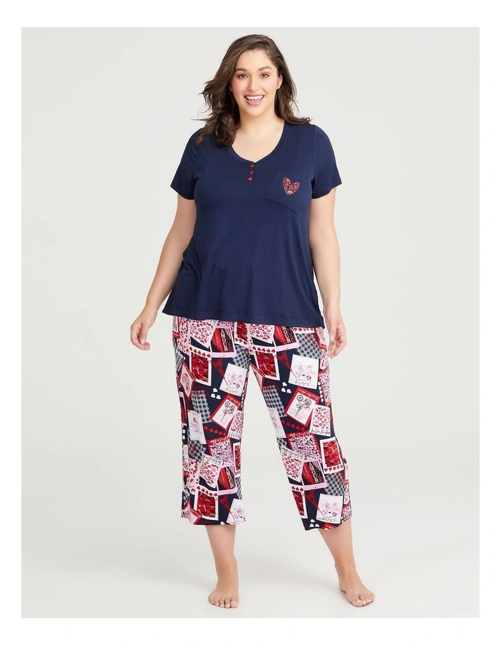 Bamboo Floral Heart Pyjama Top In Navy 4 Bamboo Floral Heart Pyjama Top In Navy - Image 4