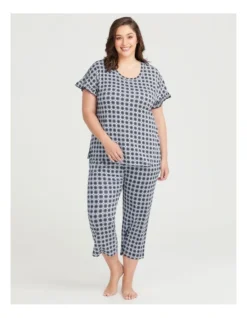 Bamboo Gingham Heart Pyjama Top In Blue Multi -SOHO Shop 968876920 3 720x928