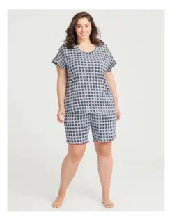 Bamboo Gingham Heart Pyjama Top In Blue Multi -SOHO Shop 968876920 4 720x928