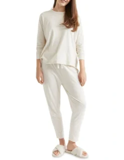 Jersey Pyjama Top In Oat Marle