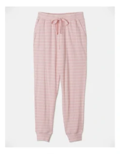Chloe & Lola Diana Waffle Knit Pant In Pink And White Stripe