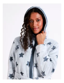 SOHO Stella Fleece Long Sleeve Zip-Up Robe In Grey Star 5 SOHO Stella Fleece Long Sleeve Zip-Up Robe In Grey Star -SOHO Shop 976498390 5 720x928