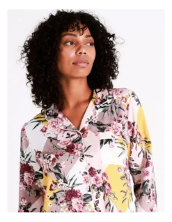 Chloe & Lola Abby Recycled Satin Long Sleeve Nightshirt In Diamond Floral