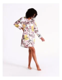 Chloe & Lola Abby Recycled Satin Long Sleeve Nightshirt In Diamond Floral -SOHO Shop 976499020 978024880 4 720x928