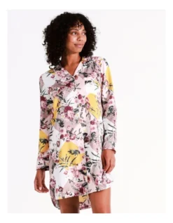 Chloe & Lola Abby Recycled Satin Long Sleeve Nightshirt In Diamond Floral -SOHO Shop 976499020 978024880 5 720x928