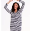 SOHO Simone Knit Long Sleeve Nightshirt In Pink & Navy Stripe