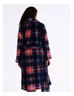 SOHO Leah Fleece Robe In Navy Tartan -SOHO Shop 978082660 5 720x928
