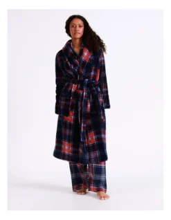 SOHO Leah Fleece Robe In Navy Tartan -SOHO Shop 978082660 7 720x928