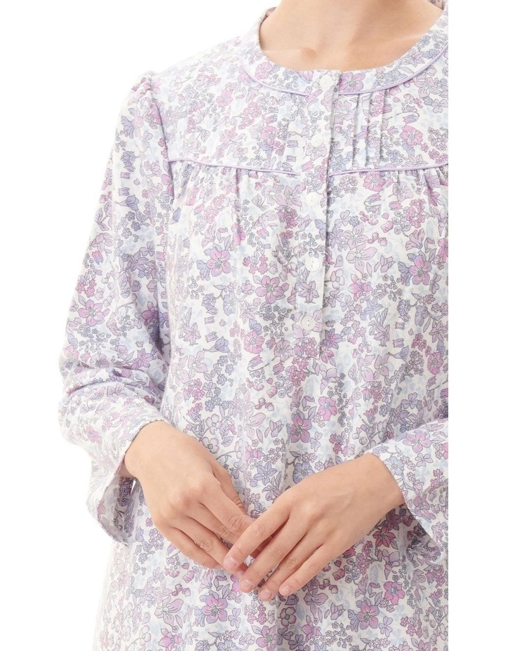 Gigi Floral Flannelette Mid Length Nightie In Purple 3 Gigi Floral Flannelette Mid Length Nightie In Purple - Image 3