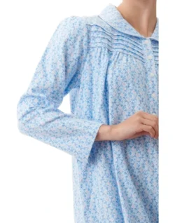 Wren Floral Flannelette Mid Length Nightie In Blue 5 Wren Floral Flannelette Mid Length Nightie In Blue -SOHO Shop 980348680 3 720x928