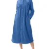 Polar Fleece Mid Button Gown In Blue