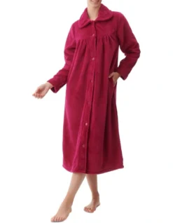 Dimple Luxury Polar Mid Button Gown In Pink