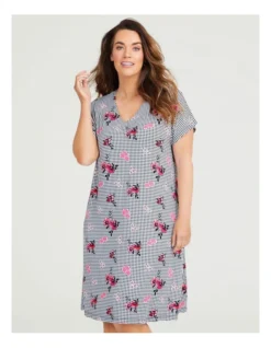 Bamboo Gingham Floral Nightie In Multi -SOHO Shop 980553880 3 720x928