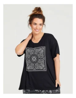 Bamboo Bandana Pyjama Top In Black