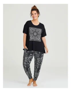 Bamboo Bandana Pyjama Top In Black -SOHO Shop 980554780 4 720x928